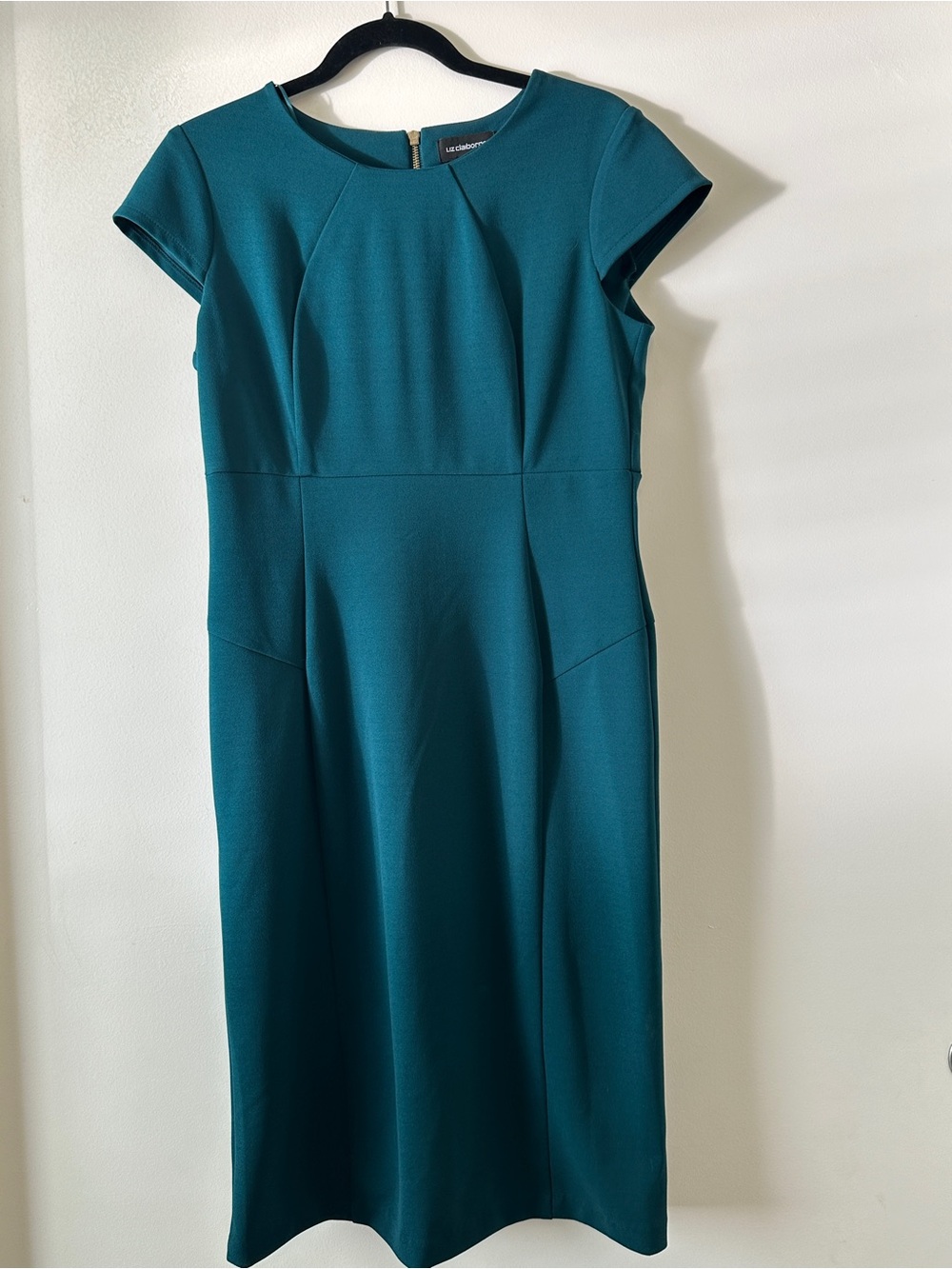 Liz Claiborne Blue Sheath Dress with Flutter Cap Sleeves